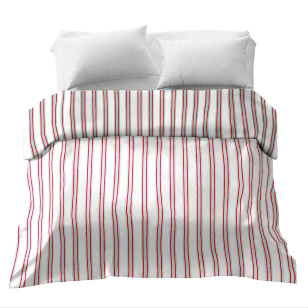 Manta terapéutica original - Funda de algodón en rojo verde a rayas