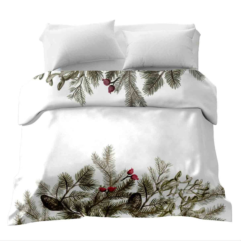 Manta terapéutica original - Funda de algodón en blanco con ramas