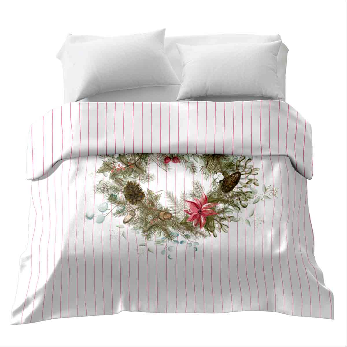 Manta terapéutica original - Funda de algodón en blanco y rojo con ramas