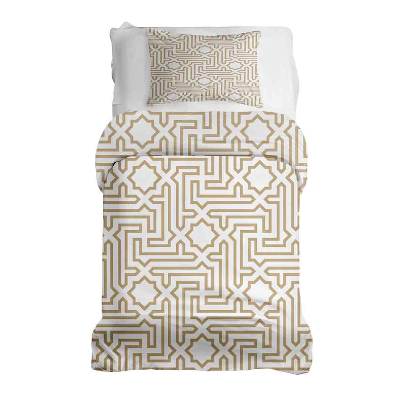 Juego de ropa de cama con mantas terapéuticas beige con formas