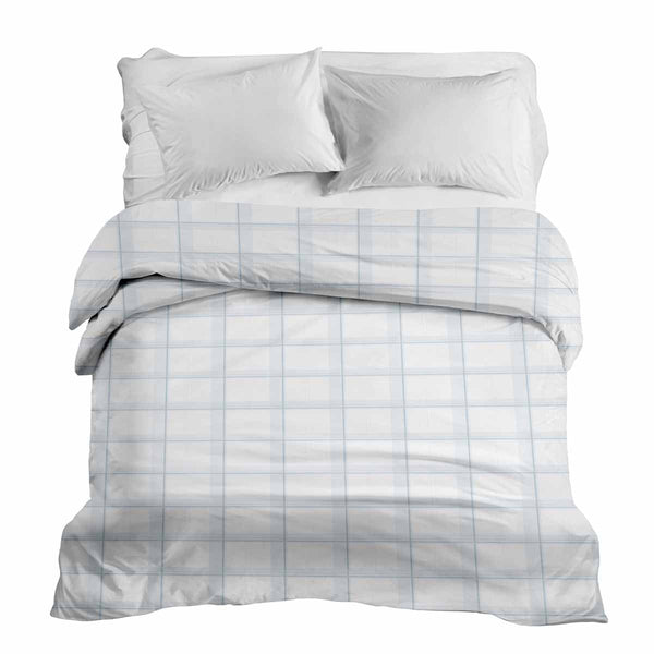 Manta terapéutica original - Funda de algodón blanca azul a cuadros