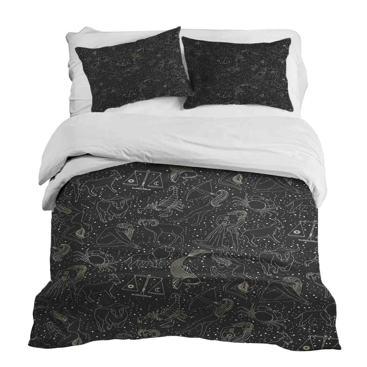 Set de ropa de cama con manta terapéutica negro horóscopo