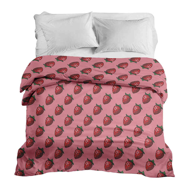 Manta terapéutica original - Funda de algodón rosa con fresas