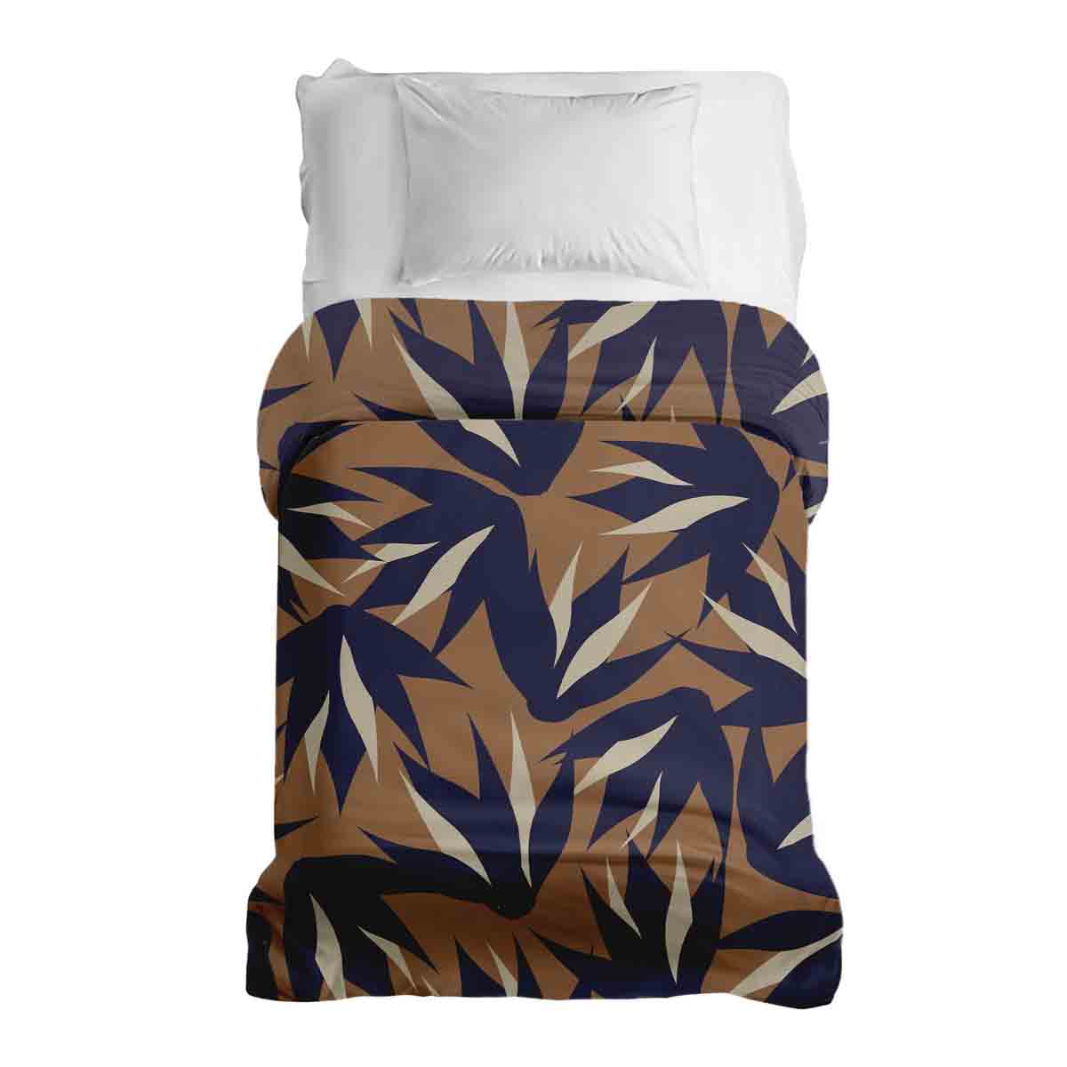 Manta terapéutica original - Funda de algodón marrón con hojas azules