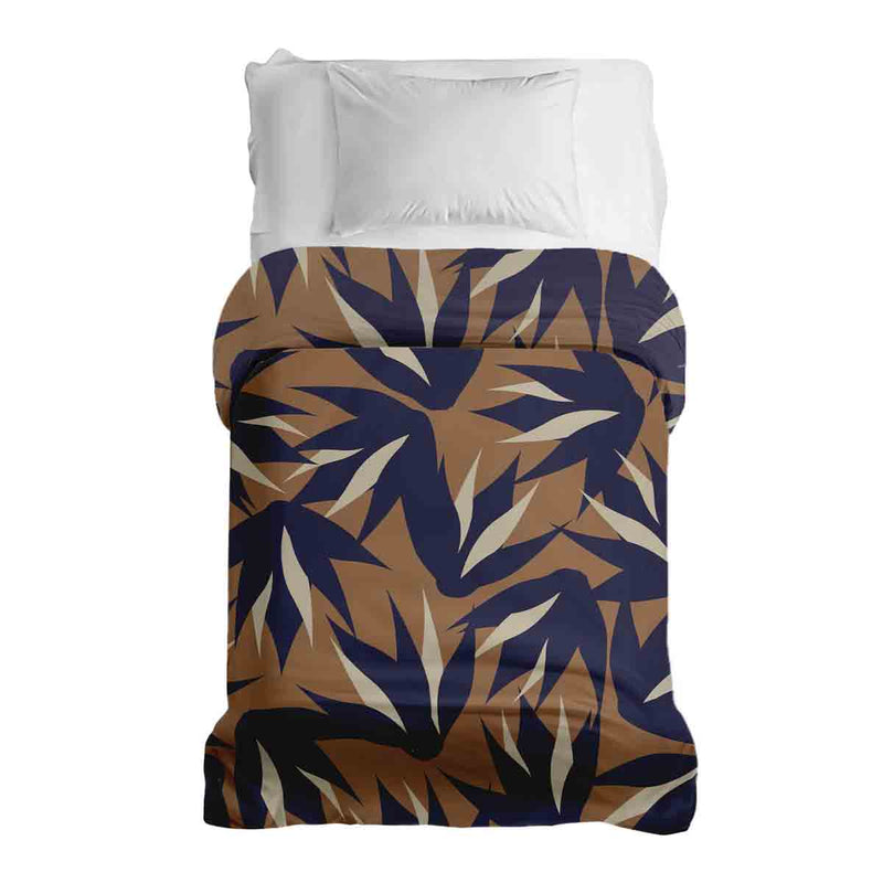 Manta terapéutica original - Funda de algodón marrón con hojas azules