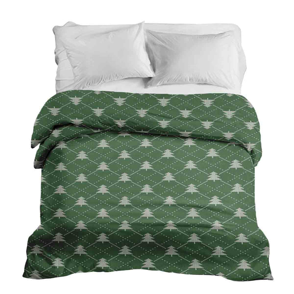 Manta terapéutica original - Funda de algodón verde con abetos
