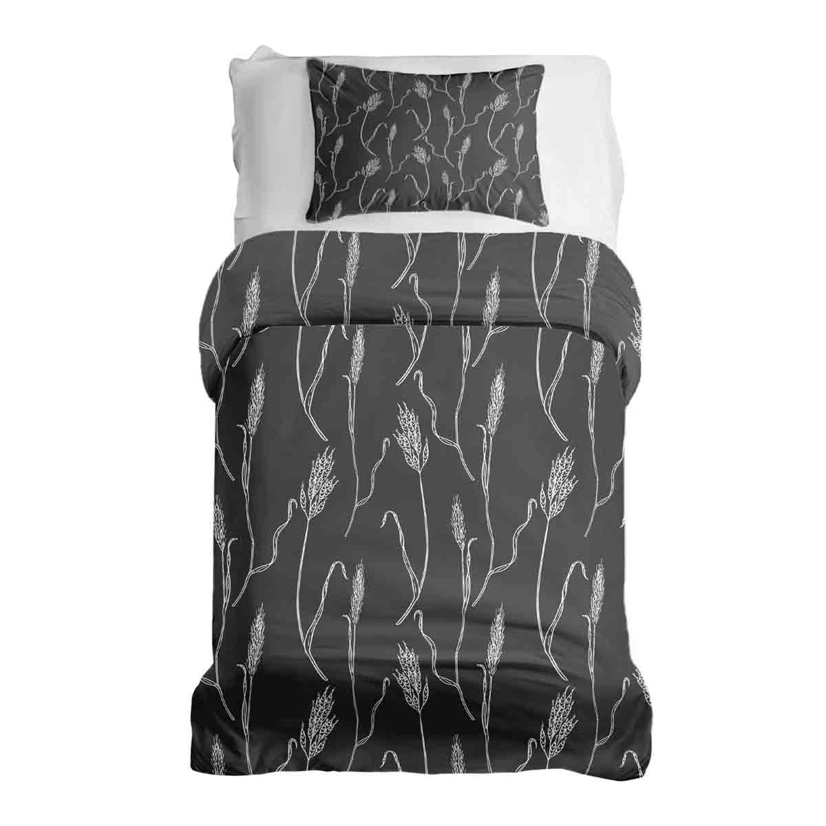 Original Therapiedecke - Juego de Ropa de Cama de Algodón Gris Oscuro con Ramas Blancas