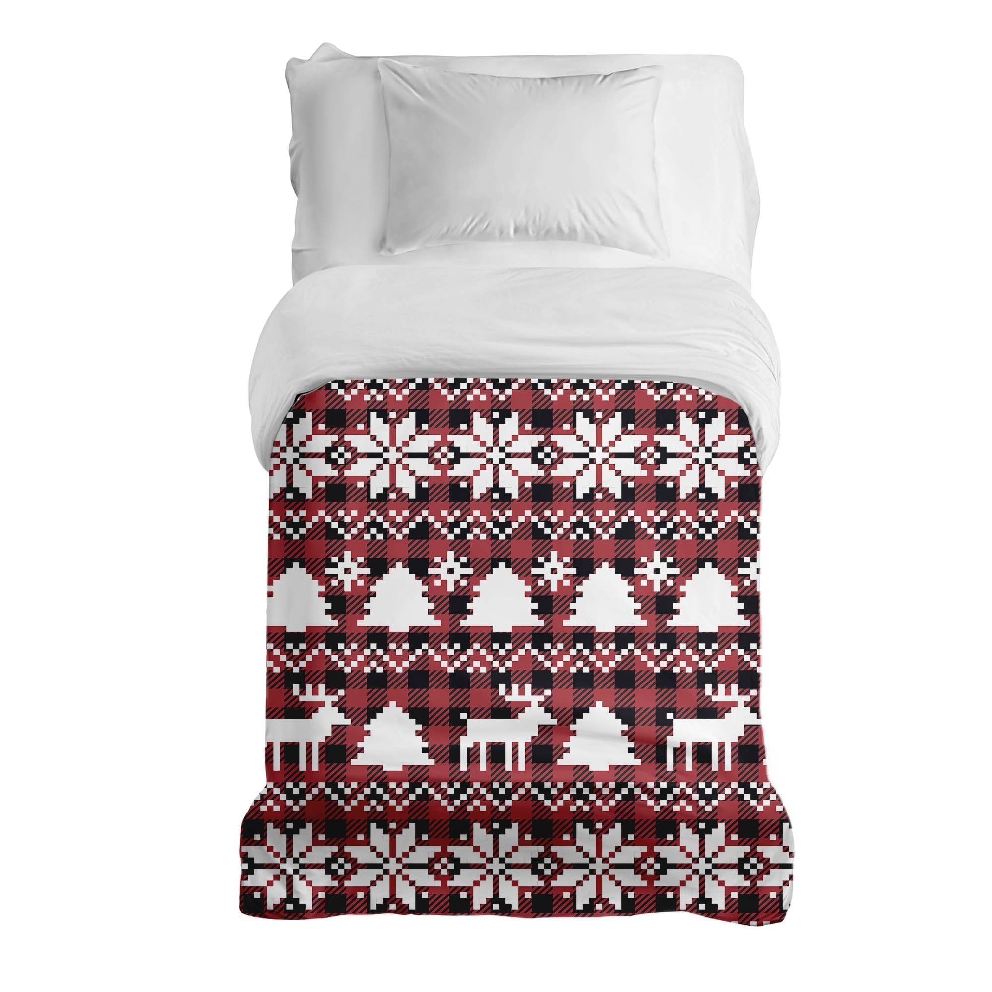 Manta terapéutica original - funda de algodón a cuadros con motivos navideños