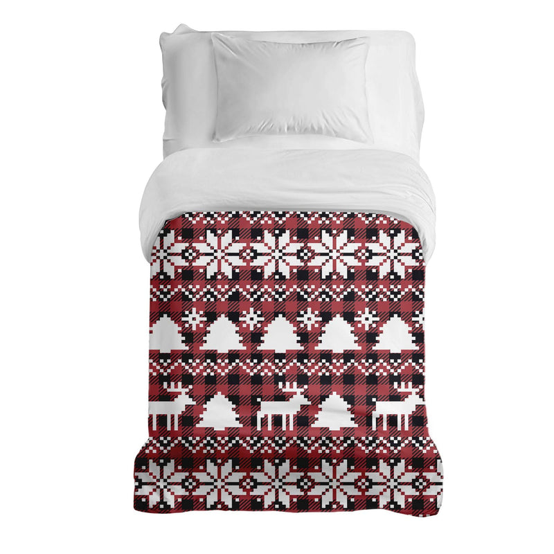 Manta terapéutica original - funda de algodón a cuadros con motivos navideños