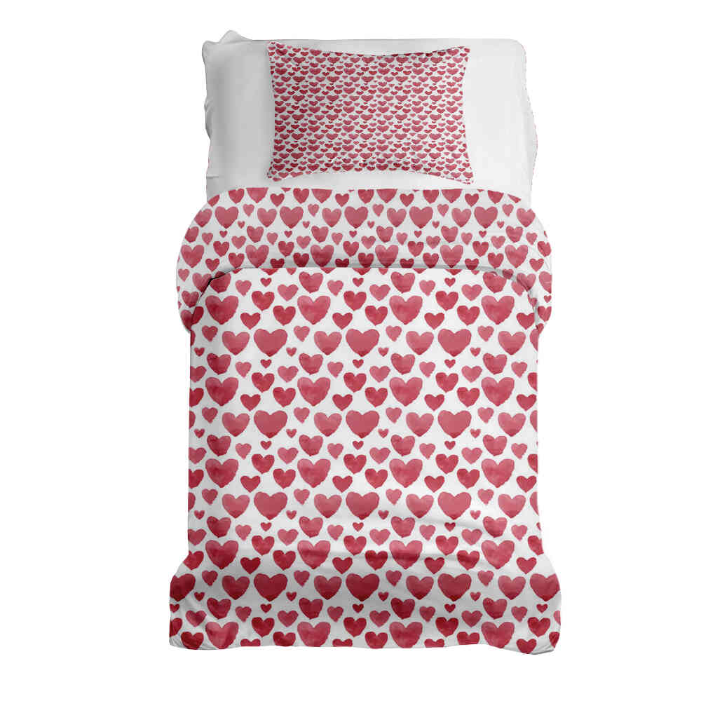 Juego de ropa de cama con mantas terapéuticas Corazones rojos