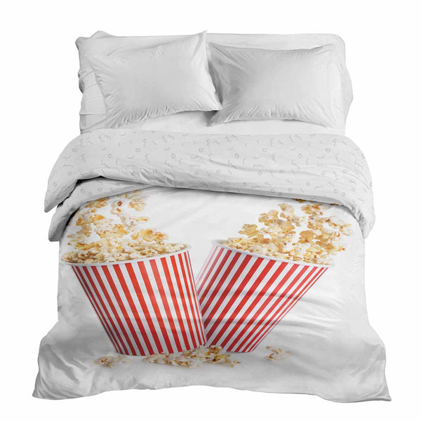 Manta terapéutica original - Funda de algodón blanca con palomitas de maíz