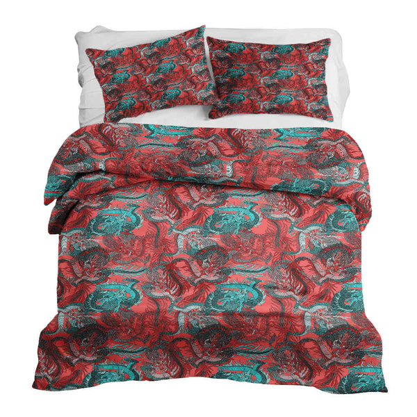 Juego de ropa de cama con manta terapéutica abstracta roja