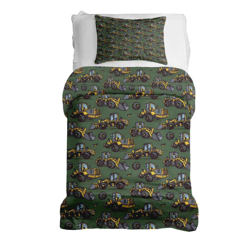 Set de ropa de cama con manta terapéutica verde tractor