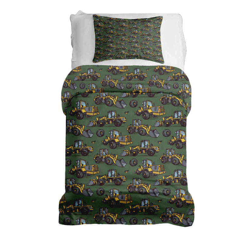 Set de ropa de cama con manta terapéutica verde tractor