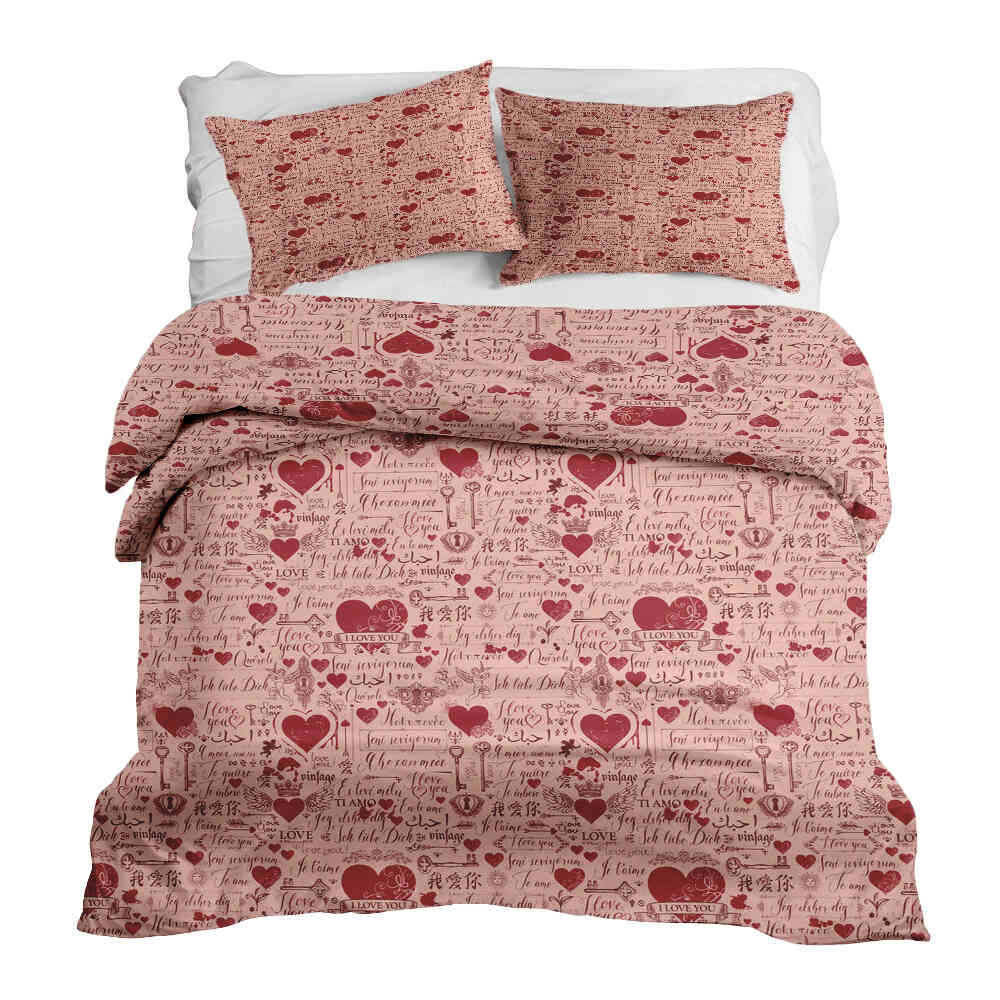 Set de ropa de cama con manta terapéutica rosa Te amo