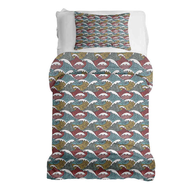 Set de ropa de cama con mantas terapéuticas y rompeolas coloridos