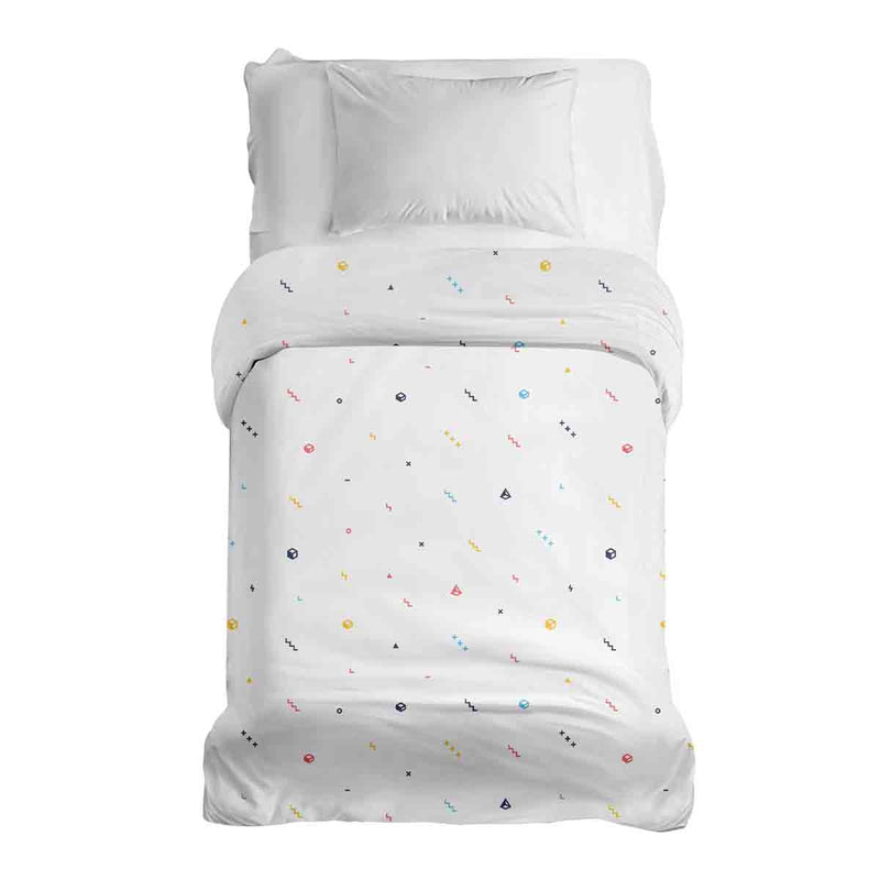 Manta terapéutica original - Funda de algodón blanca con formas coloridas