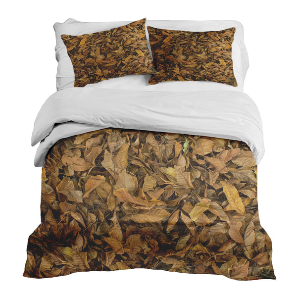Juego de ropa de cama con mantas terapéuticas hojas de otoño