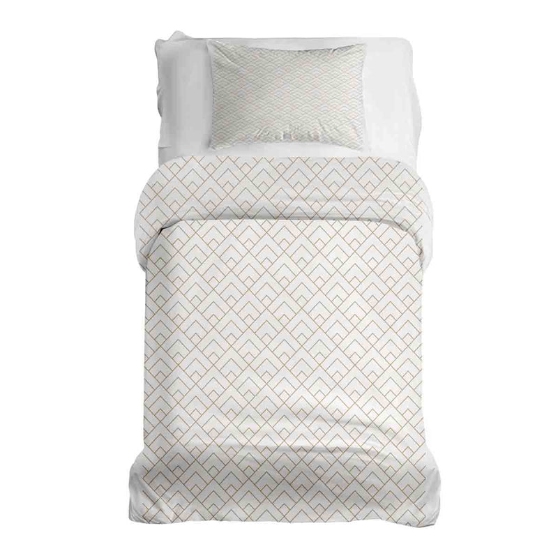 Set de ropa de cama con manta terapéutica y patrón de rayas doradas