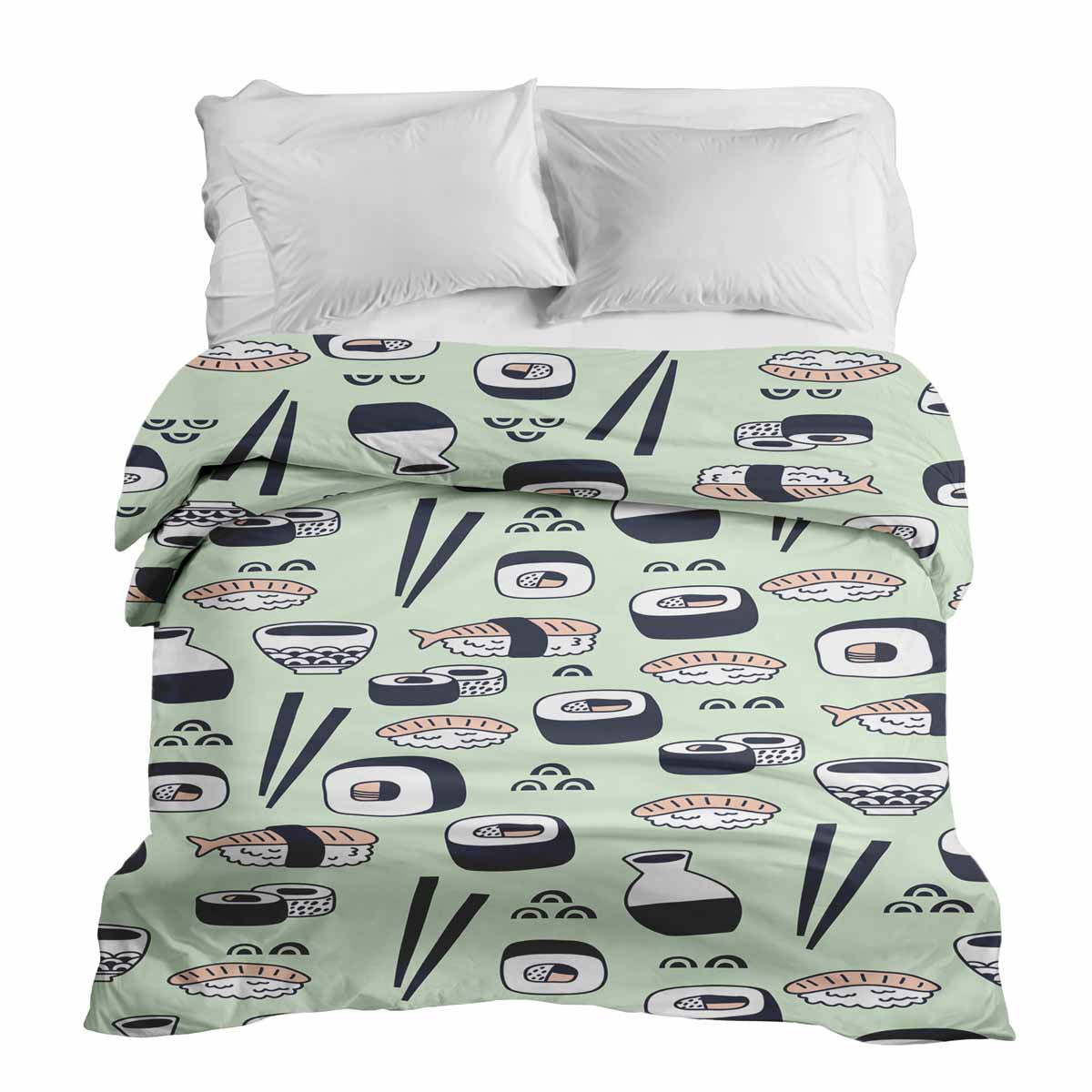 Manta terapéutica original - Funda de algodón verde claro con sushi
