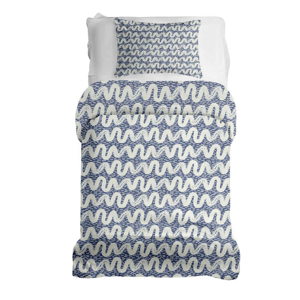 Juego de ropa de cama con manta terapéutica, olas blancas y azules
