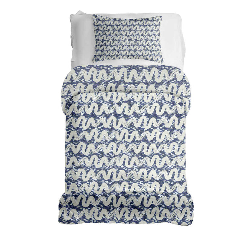 Juego de ropa de cama con manta terapéutica, olas blancas y azules