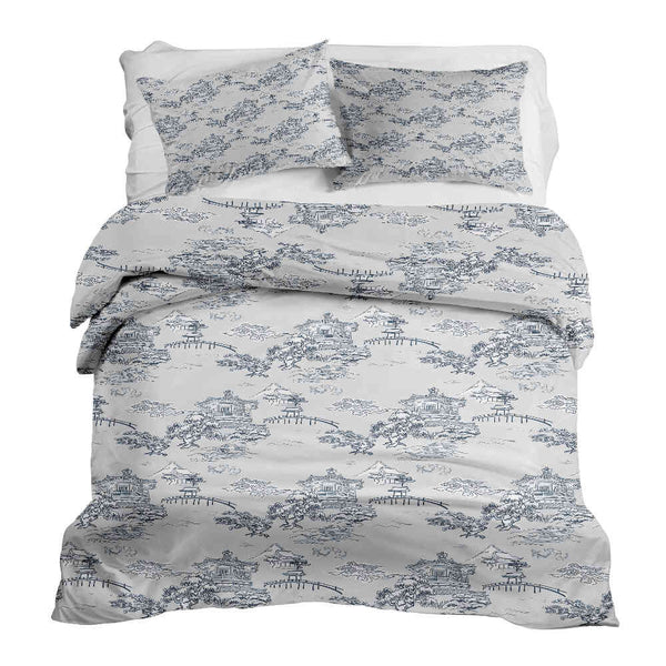 Set de ropa de cama con manta terapéutica gris muralla china