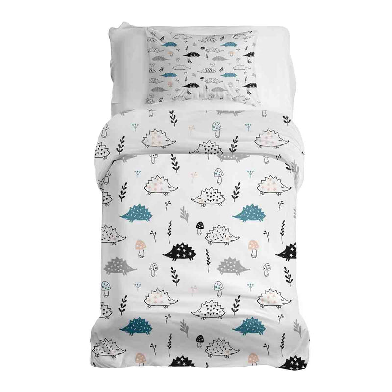 Juego de ropa de cama con manta terapéutica blanca con erizo