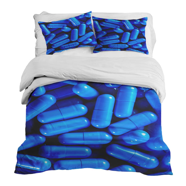 Juego de ropa de cama con manta terapéutica azul tabletas