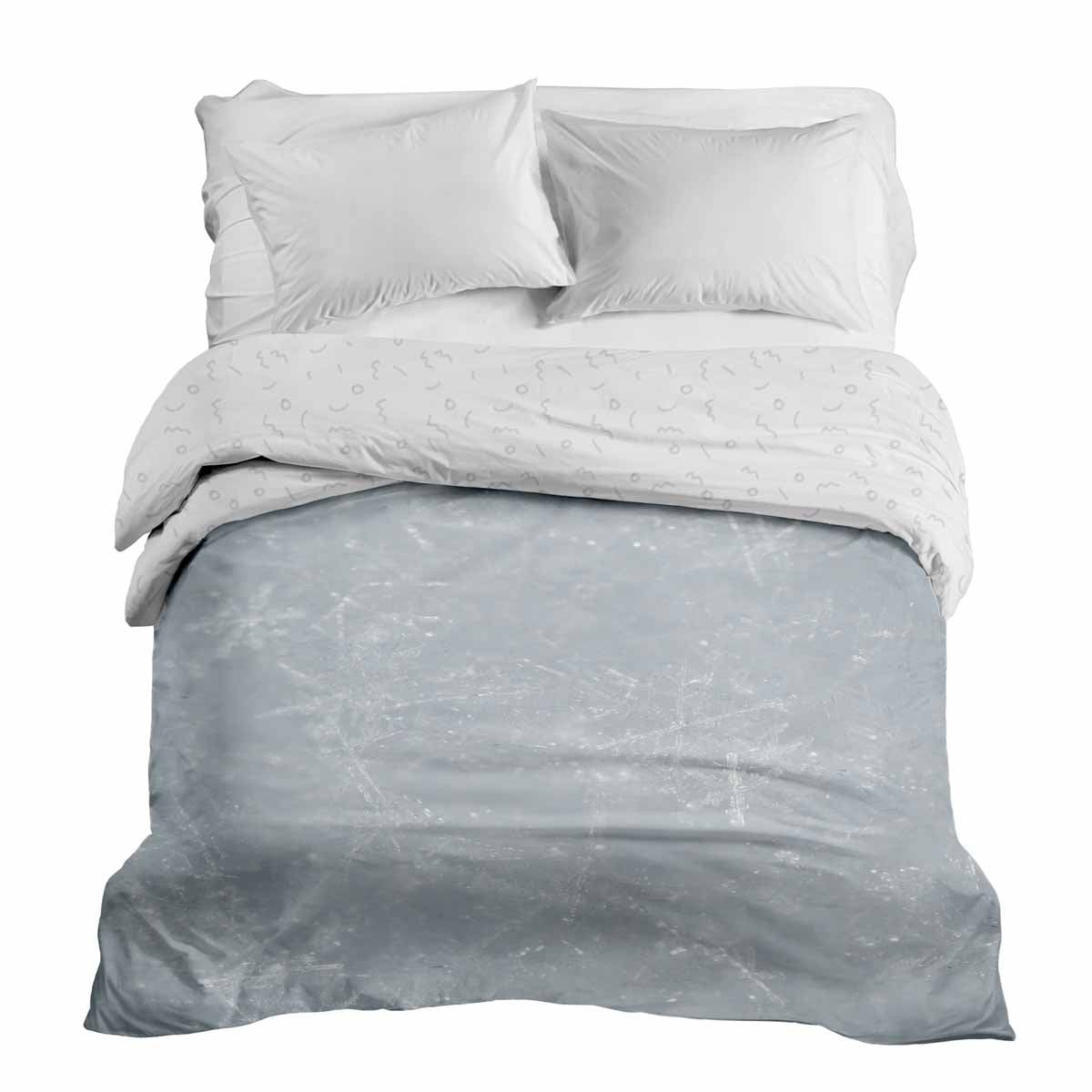 Manta terapéutica original - Funda de algodón gris con copos de nieve