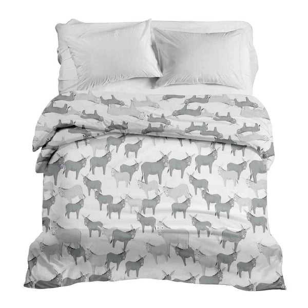 Manta terapéutica original - Funda de algodón gris con burros