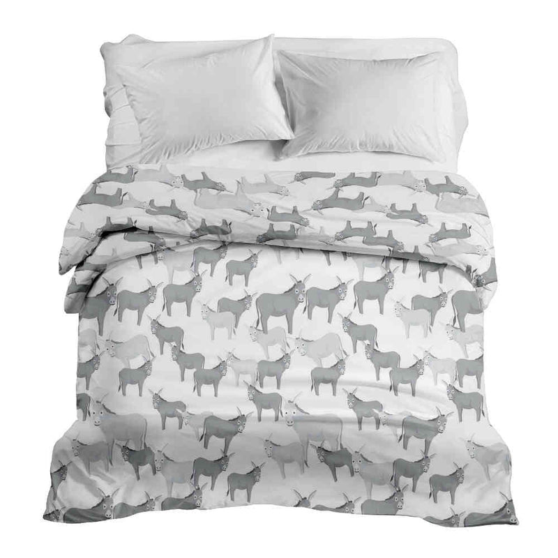 Manta terapéutica original - Funda de algodón gris con burros