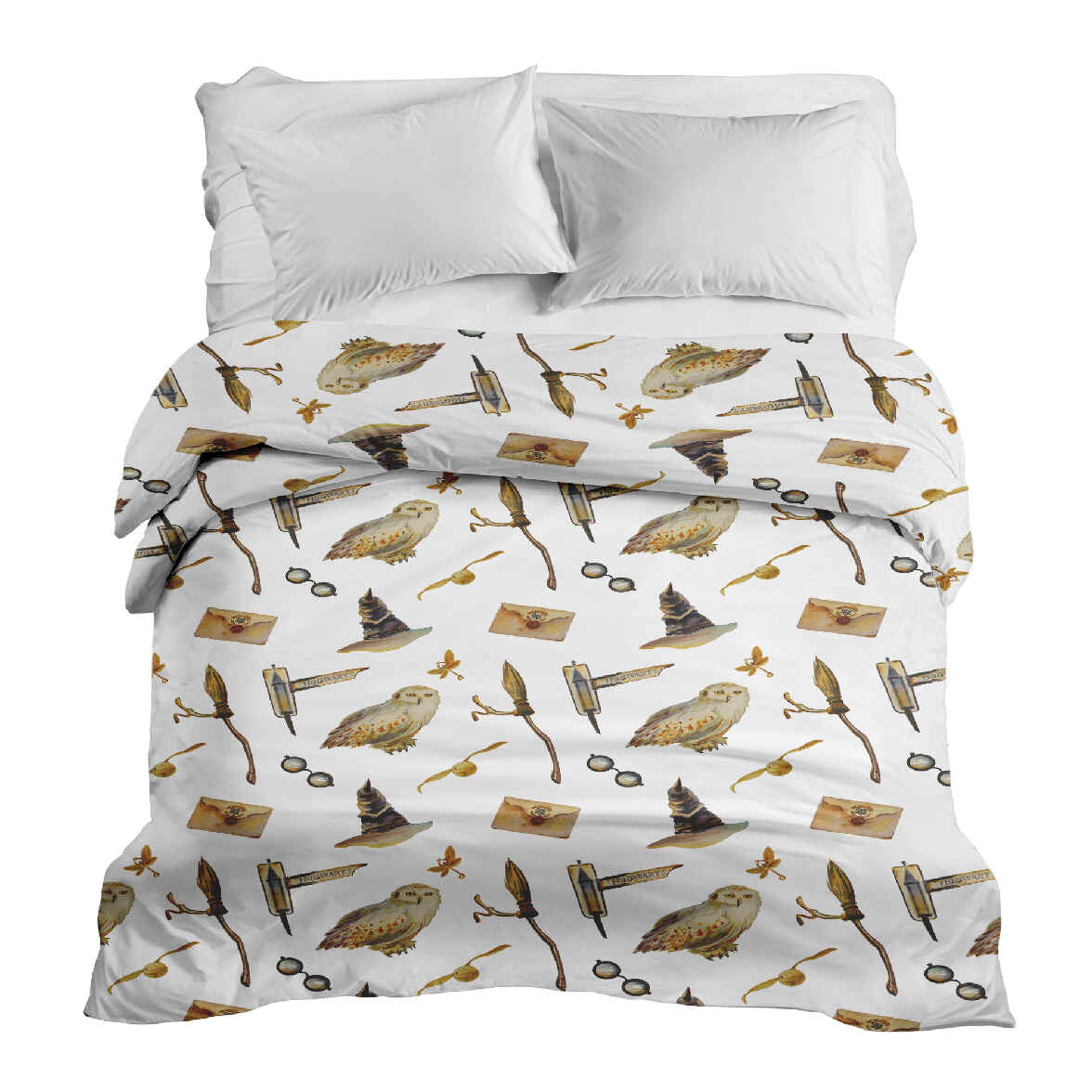 Manta terapéutica original - Funda de algodón blanca con búhos