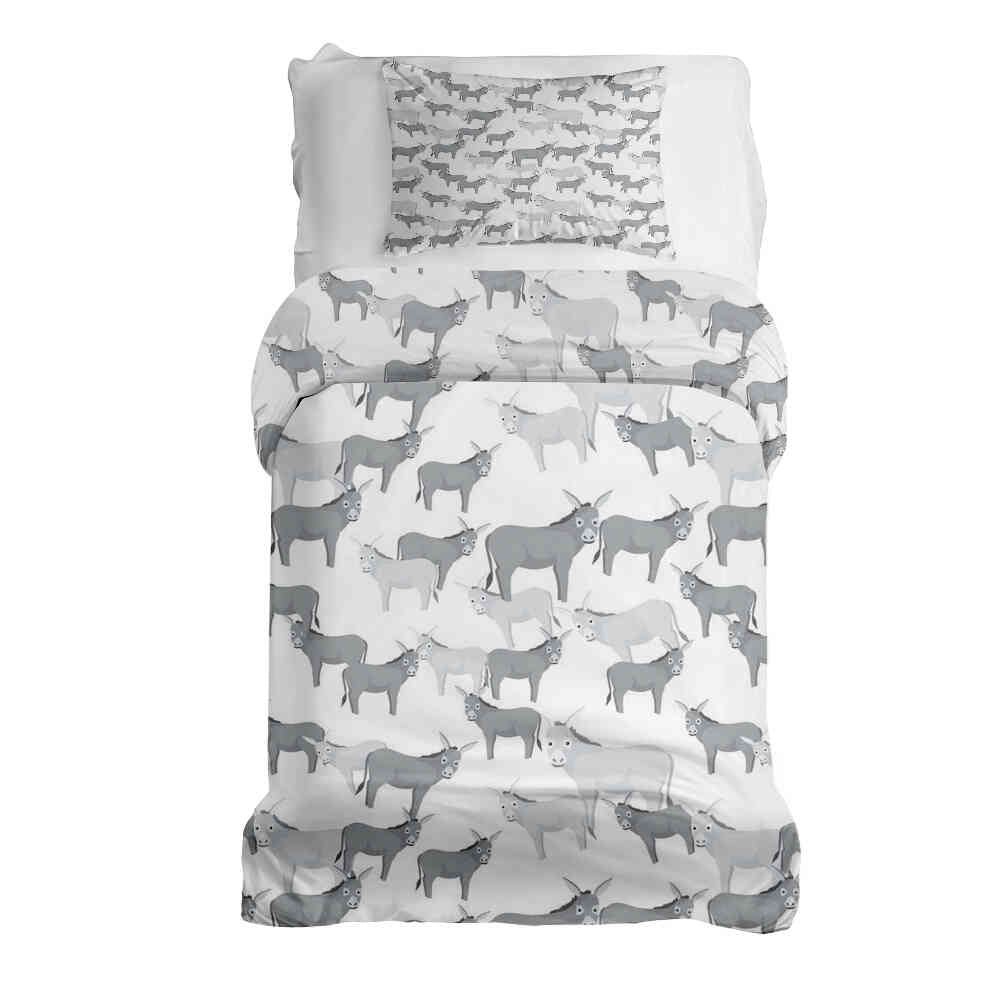 Original Therapiedecke - Juego de Ropa de Cama de Algodón Gris con Burros