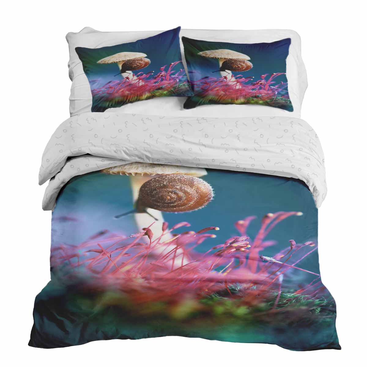 Set de ropa de cama con manta terapéutica con hongo y caracol