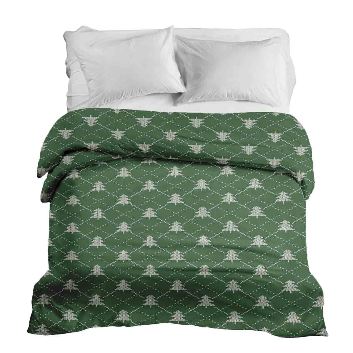 Manta terapéutica original - Funda de algodón verde con abetos
