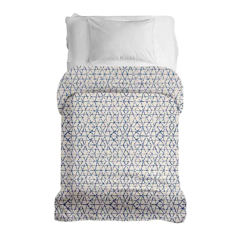 Manta terapéutica original - Funda de algodón blanca con delicadas formas azules