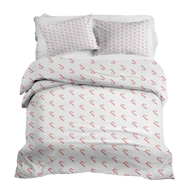 Set de ropa de cama para terapia con fundas blancas y bastones de caramelo