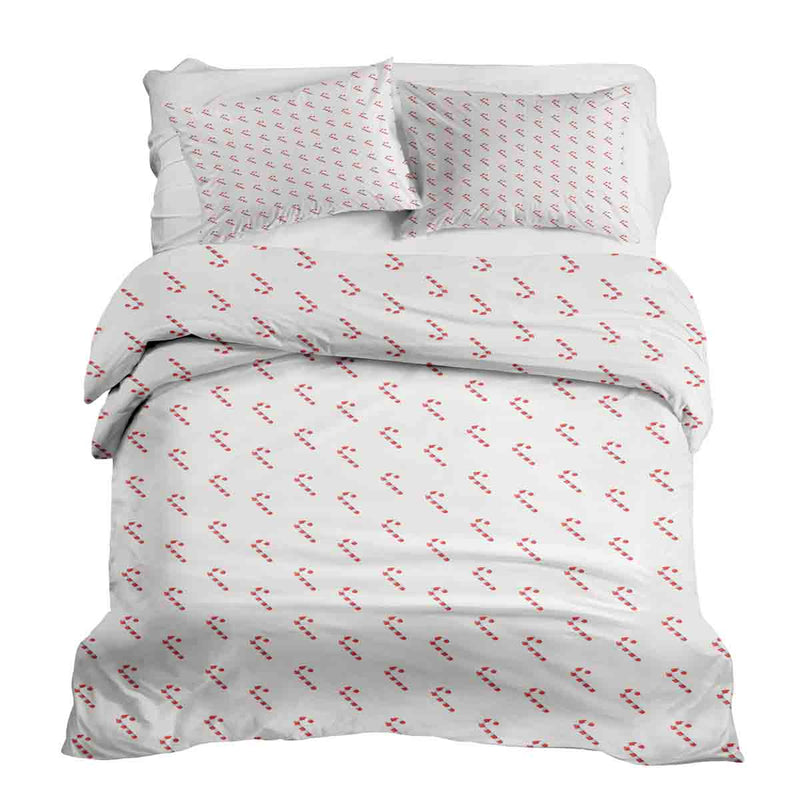 Set de ropa de cama para terapia con fundas blancas y bastones de caramelo