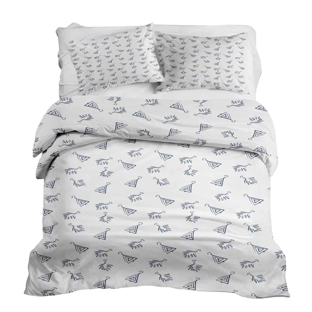 Juego de ropa de cama de mantas terapéuticas blanco con pendientes boho