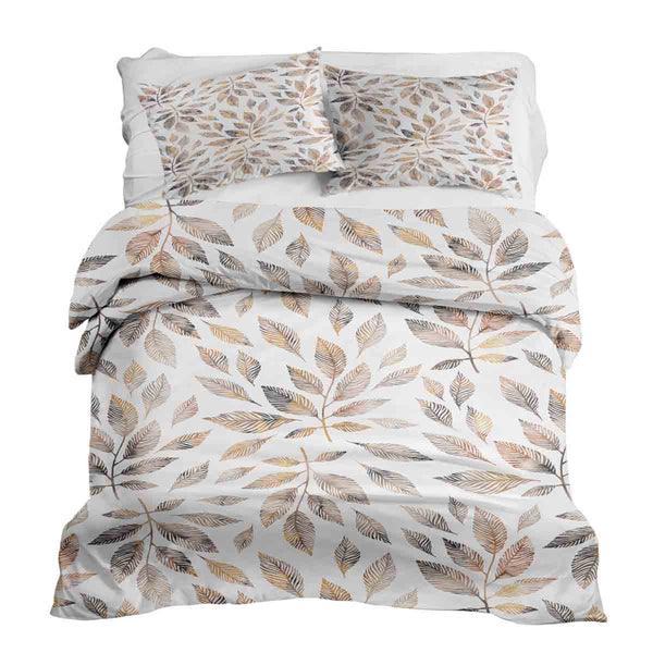 Set de ropa de cama con manta terapéutica blanca con ramas marrón claro