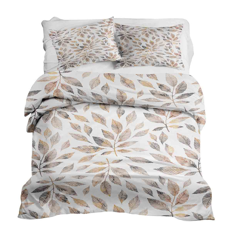 Set de ropa de cama con manta terapéutica blanca con ramas marrón claro