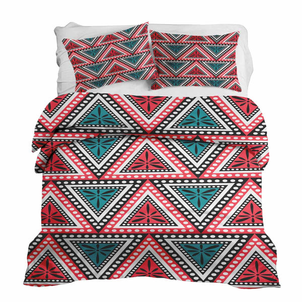 Set de ropa de cama con mantas terapéuticas y triángulos coloridos