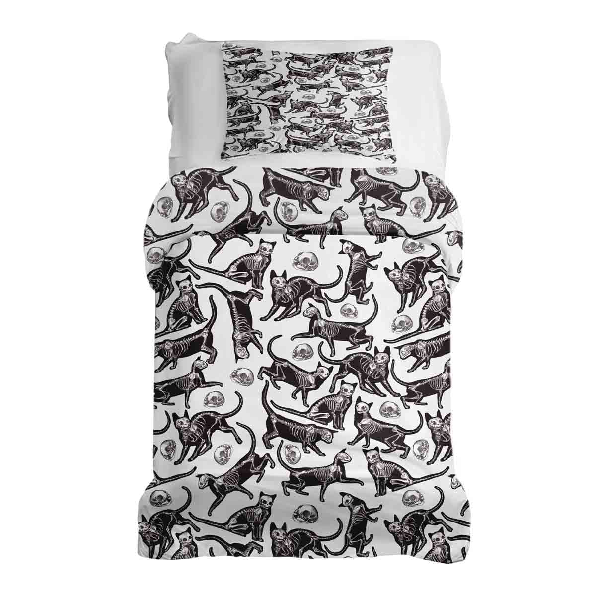 Set de ropa de cama con manta terapéutica Halloween Gato