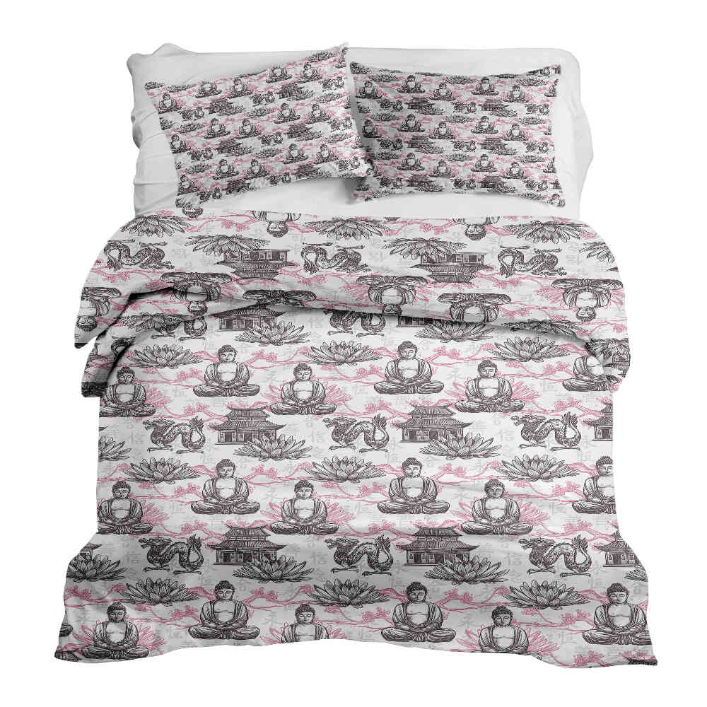 Set de ropa de cama con manta terapéutica y Buda rosa