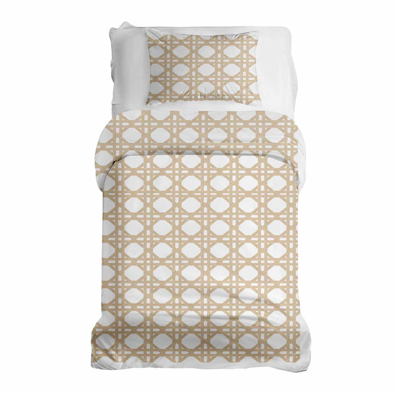 Juego de ropa de cama con manta terapéutica blanco con círculos beige
