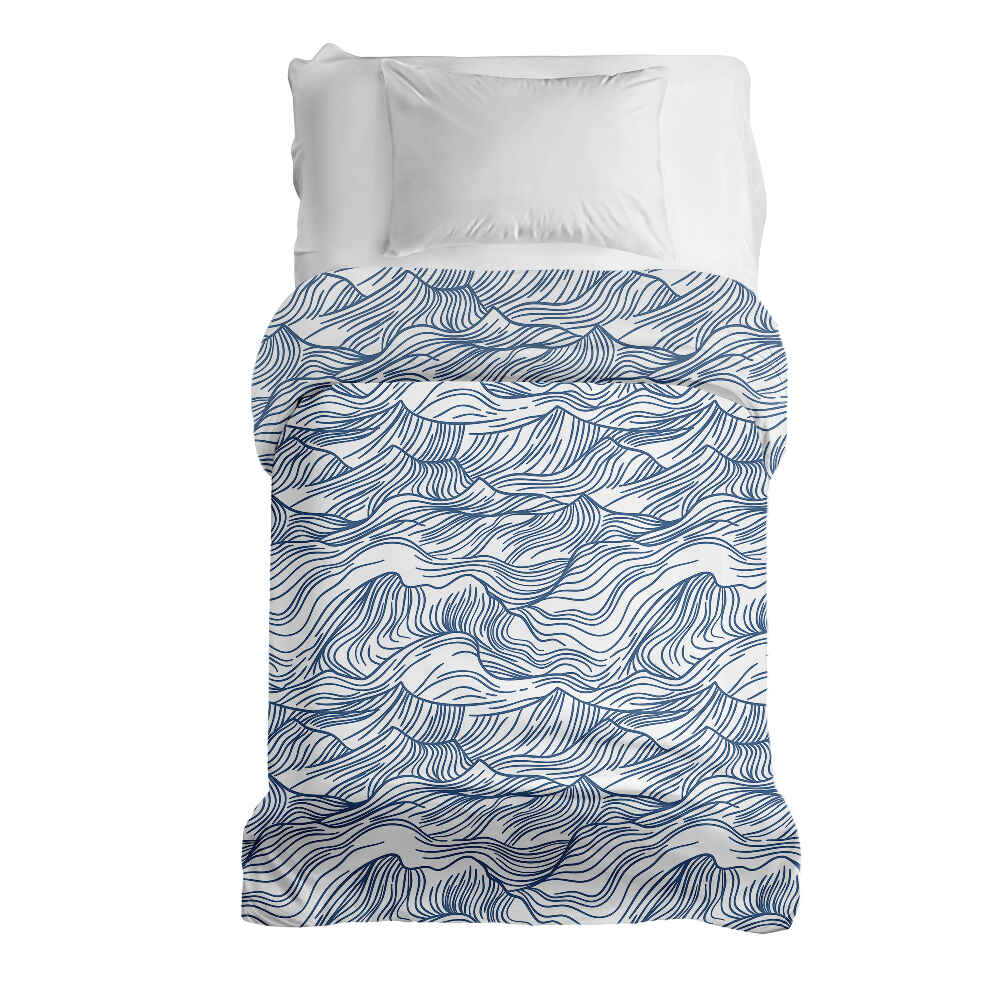 Manta terapéutica original - Funda de algodón con ondas en azul