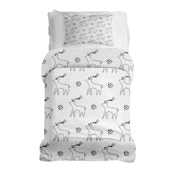 Juego de ropa de cama con manta terapéutica blanca con ciervo