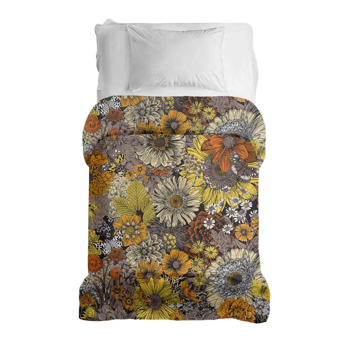 Manta terapéutica original - funda de algodón flores amarillas