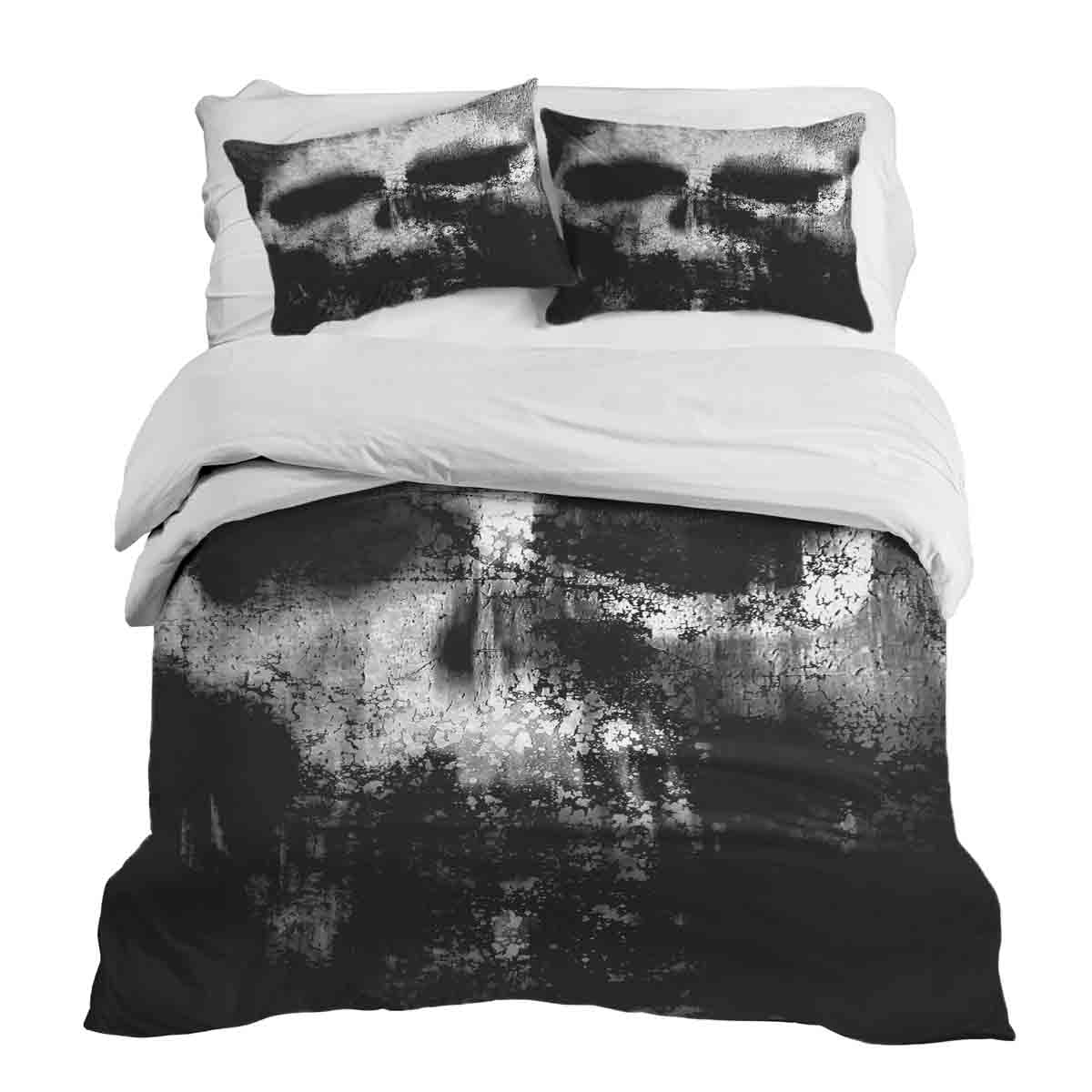 Juego de ropa de cama con manta terapéutica negra con patrón jaspeado